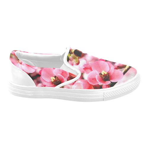 Pink Floral Women's Unusual Slip-on Canvas Shoes (Model 019)