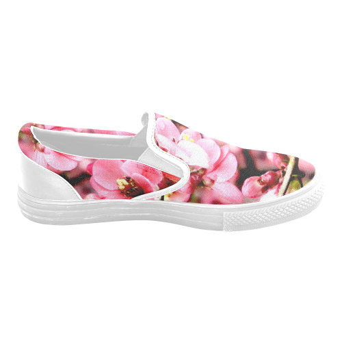 Pink Floral Women's Unusual Slip-on Canvas Shoes (Model 019)