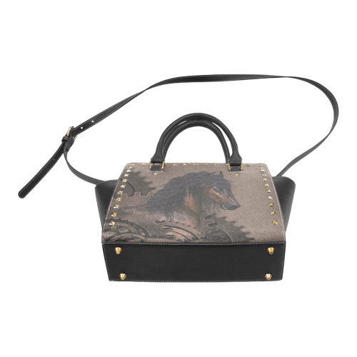 Steampunk Horse Rivet Shoulder Handbag (Model 1645)
