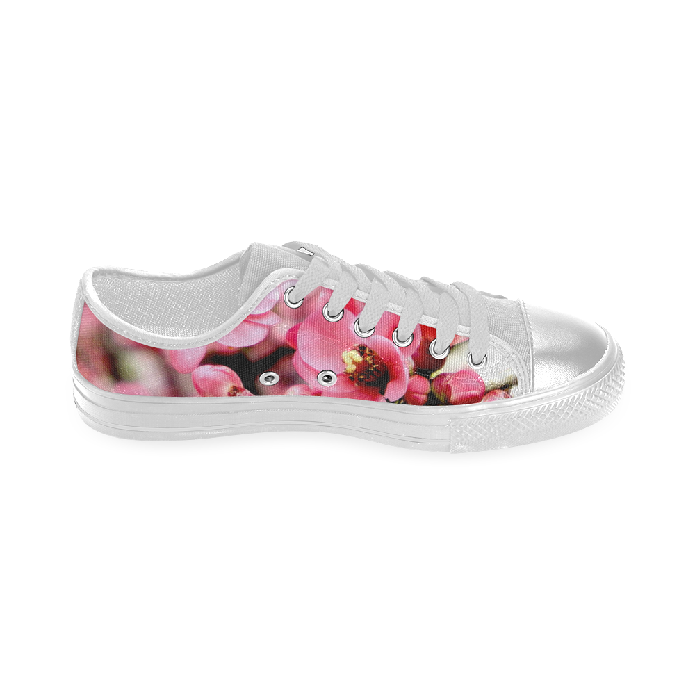 Pink Floral Women's Classic Canvas Shoes (Model 018)