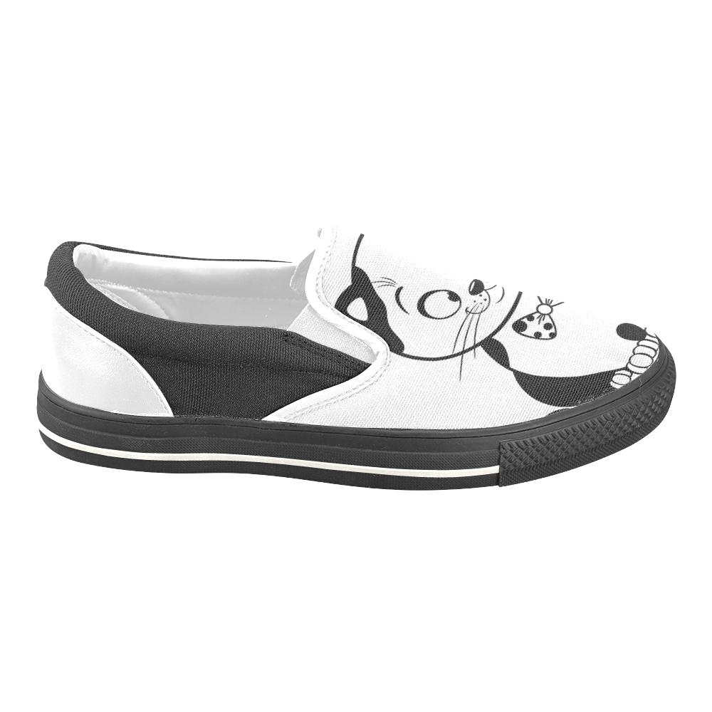 cute cat Women's Unusual Slip-on Canvas Shoes (Model 019)