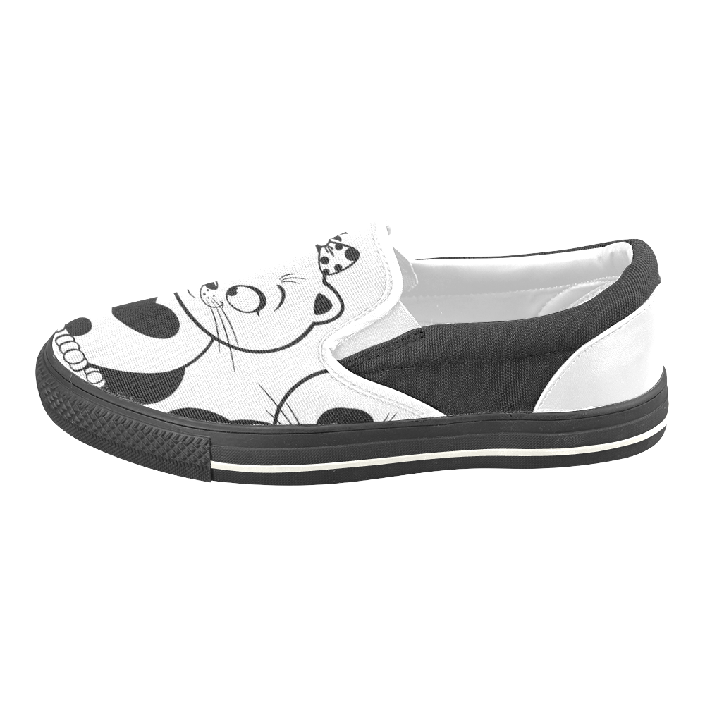 cute cat Women's Unusual Slip-on Canvas Shoes (Model 019)