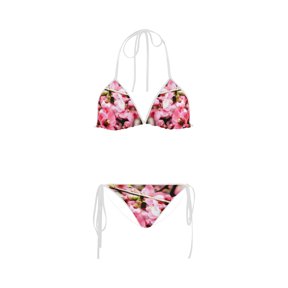 Pink Floral Custom Bikini Swimsuit ID D208127
