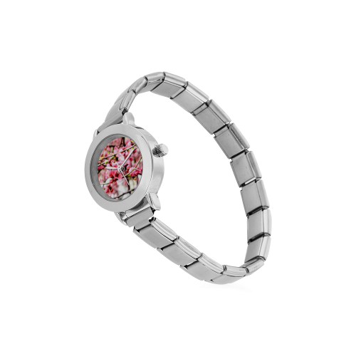 Pink Floral Women's Italian Charm Watch(Model 107)