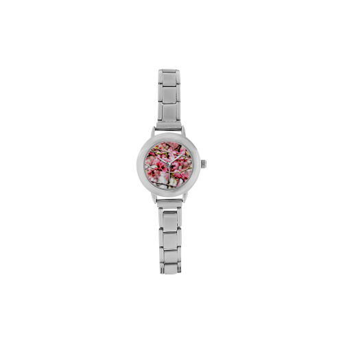 Pink Floral Women's Italian Charm Watch(Model 107)