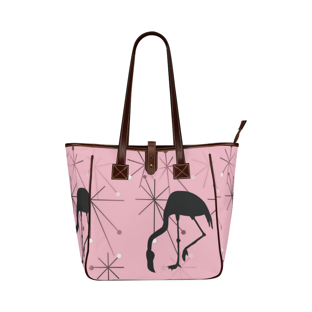 Midcentury Modern Atomic Starburst Flamingo Pink Classic Tote Bag (Model 1644)