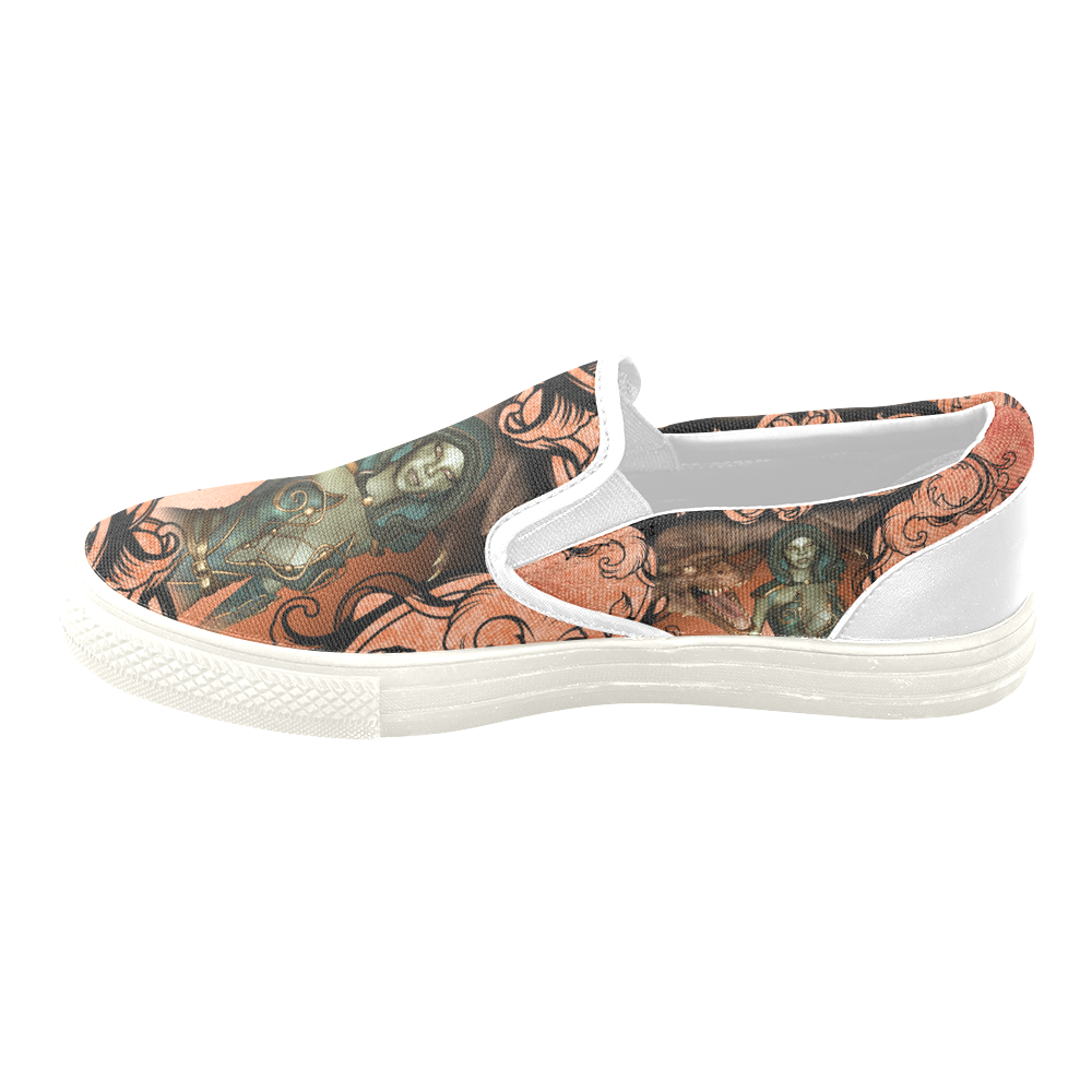 Best friends, dragon with fairy Women's Unusual Slip-on Canvas Shoes (Model 019)