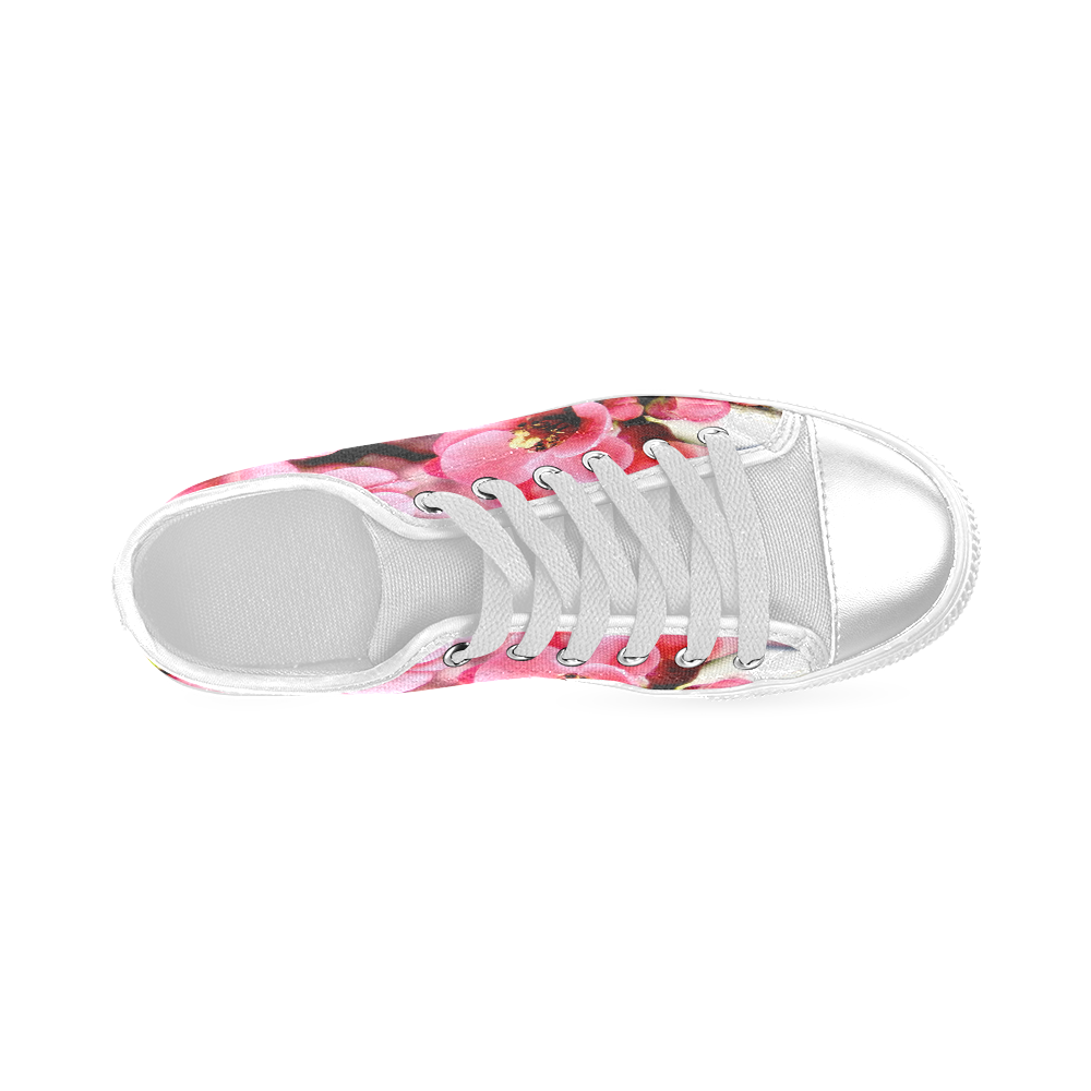 Pink Floral Women's Classic Canvas Shoes (Model 018)