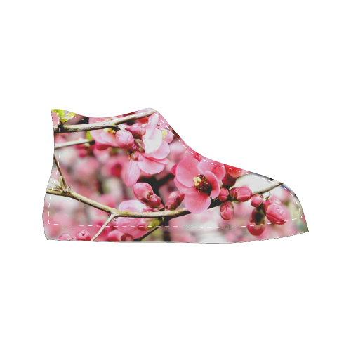 Pink Floral Women's Classic High Top Canvas Shoes (Model 017)