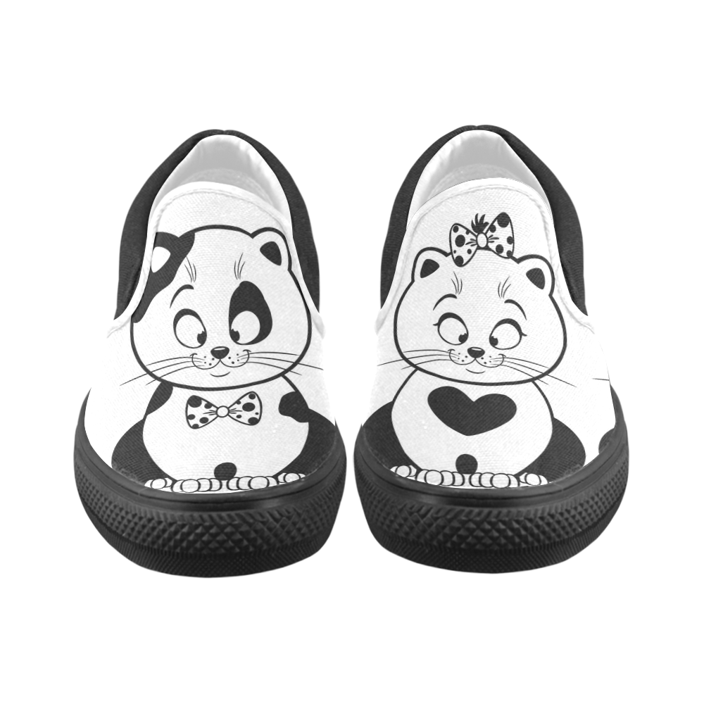 cute cat Women's Unusual Slip-on Canvas Shoes (Model 019)