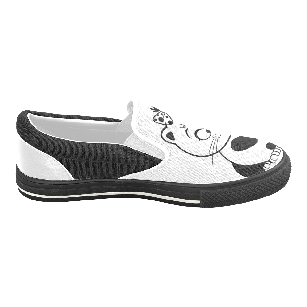 cute cat Women's Unusual Slip-on Canvas Shoes (Model 019)