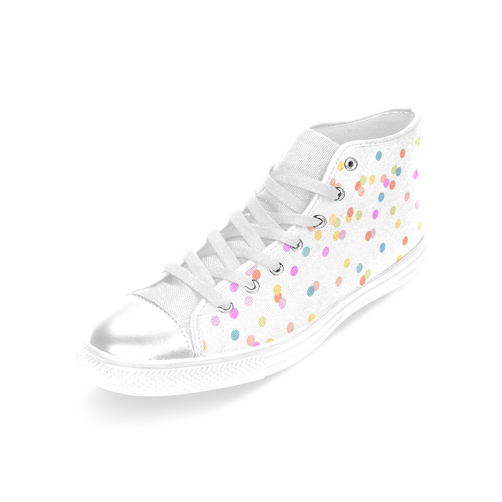 Retro Polka Dots Women's Classic High Top Canvas Shoes (Model 017)