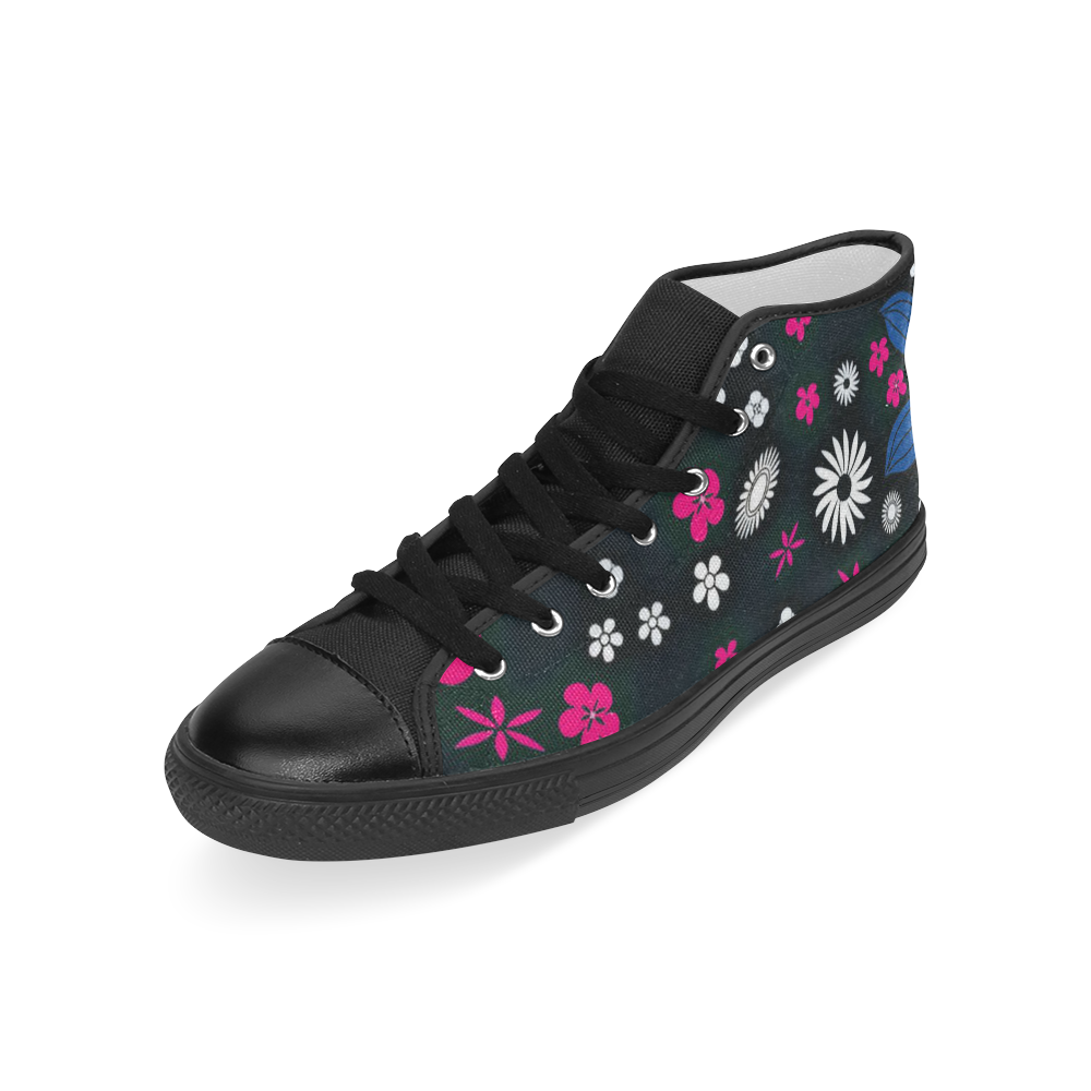 floral twist 416C Men’s Classic High Top Canvas Shoes (Model 017)