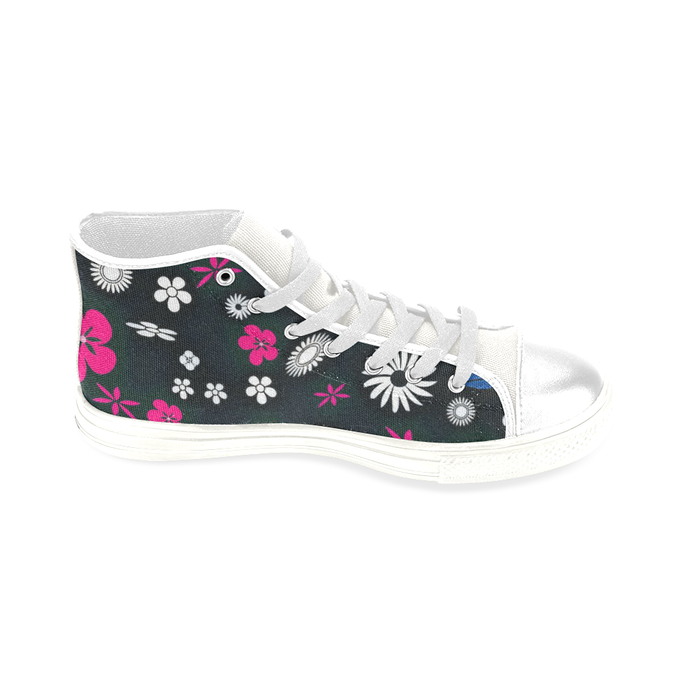 floral twist 416C Men’s Classic High Top Canvas Shoes (Model 017)