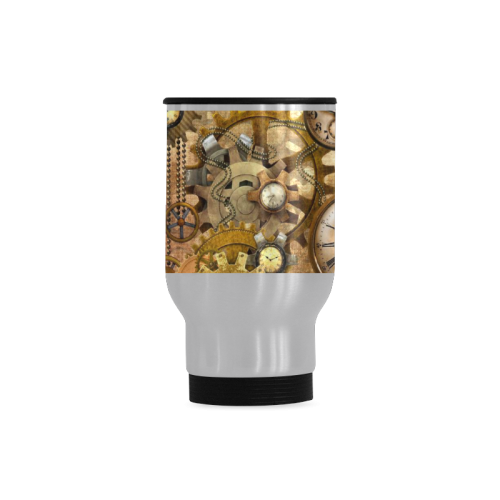 steampunk Travel Mug (Silver) (14 Oz)