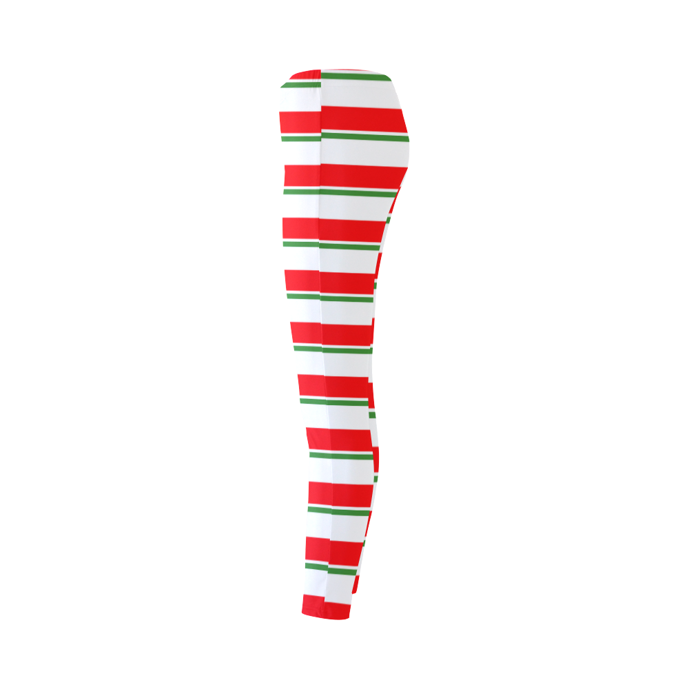 Christmas Elf Costume, red green stripes Cassandra Women's Leggings (Model L01)