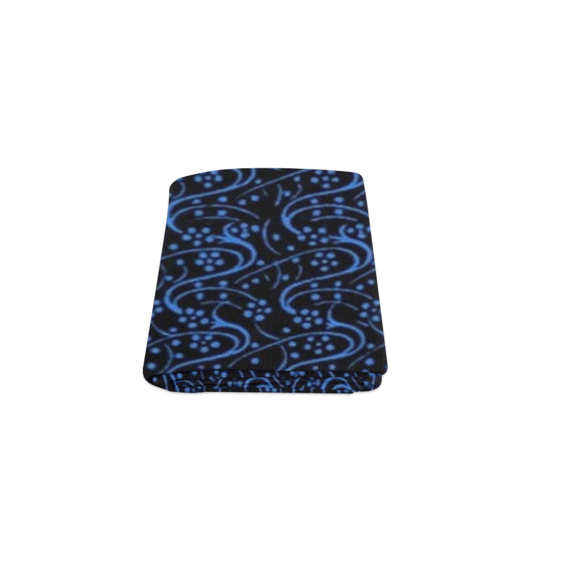 Vintage Swirl Floral Blue Black Blanket 40"x50"