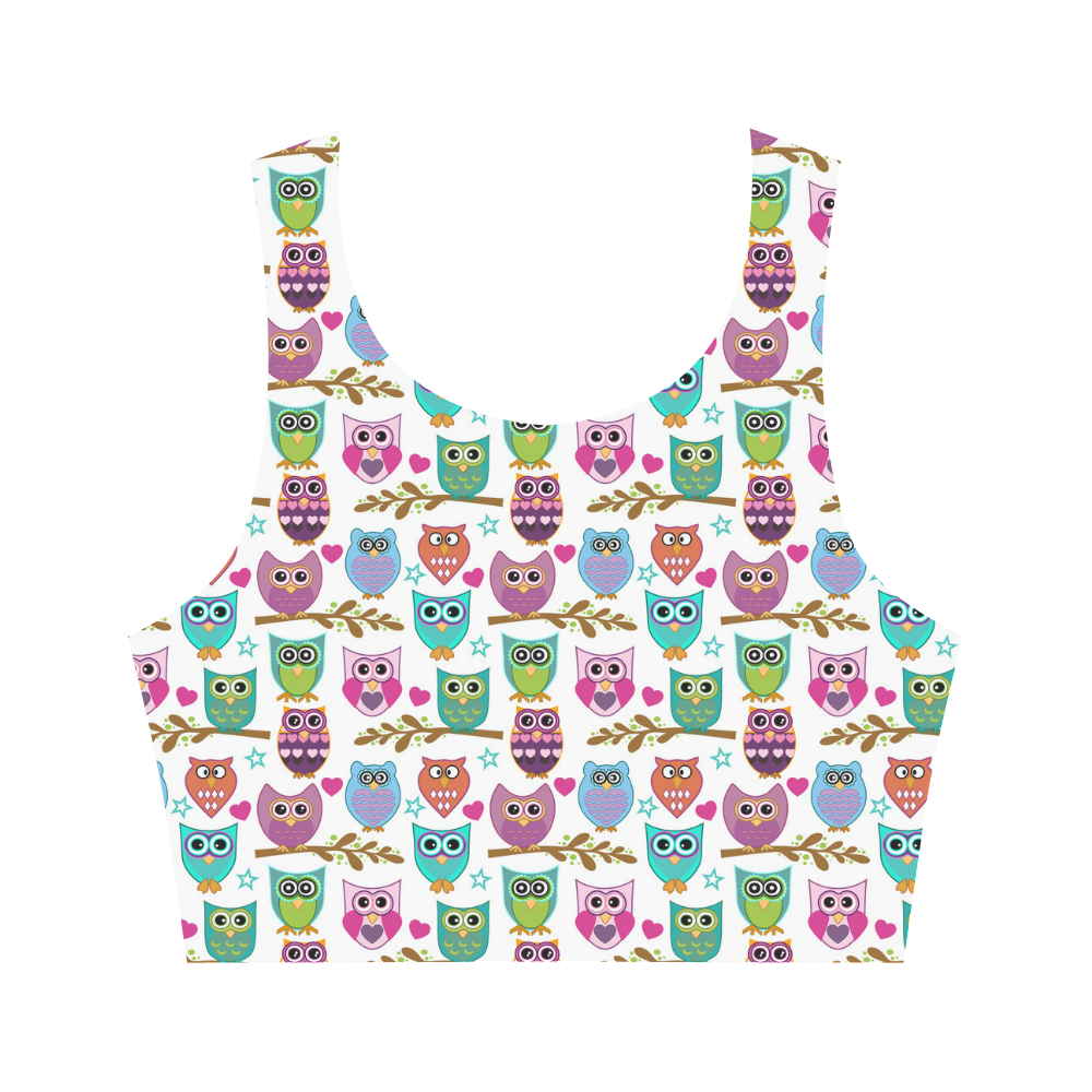 happy owls Women's Crop Top (Model T42)