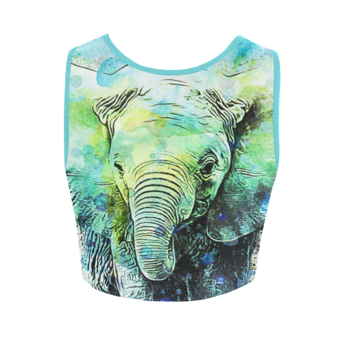watercolor elephant Women's Crop Top (Model T42)