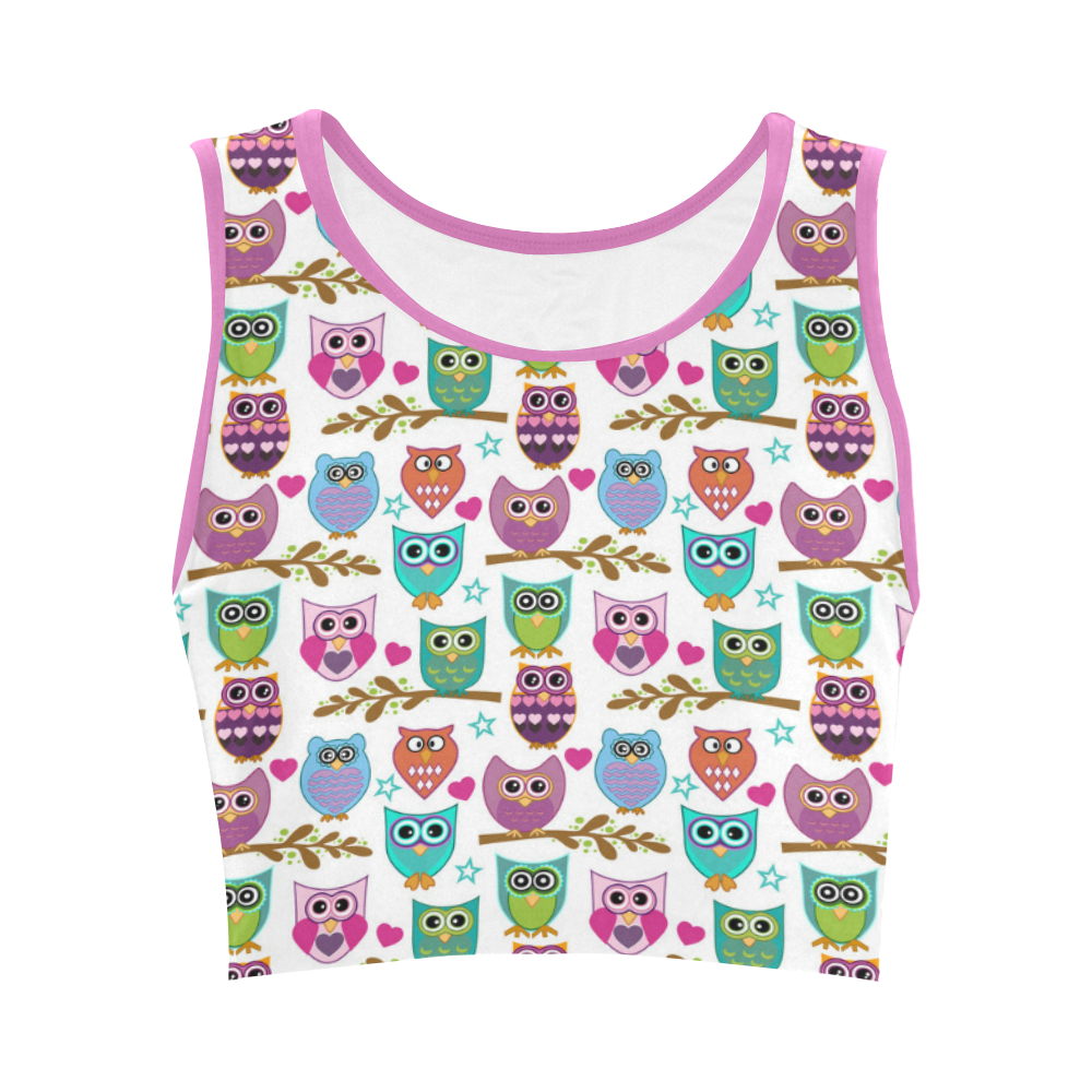 happy owls Women's Crop Top (Model T42)