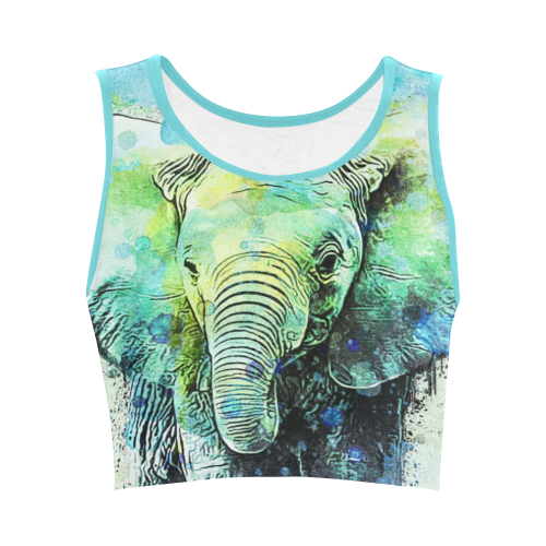 watercolor elephant Women's Crop Top (Model T42)