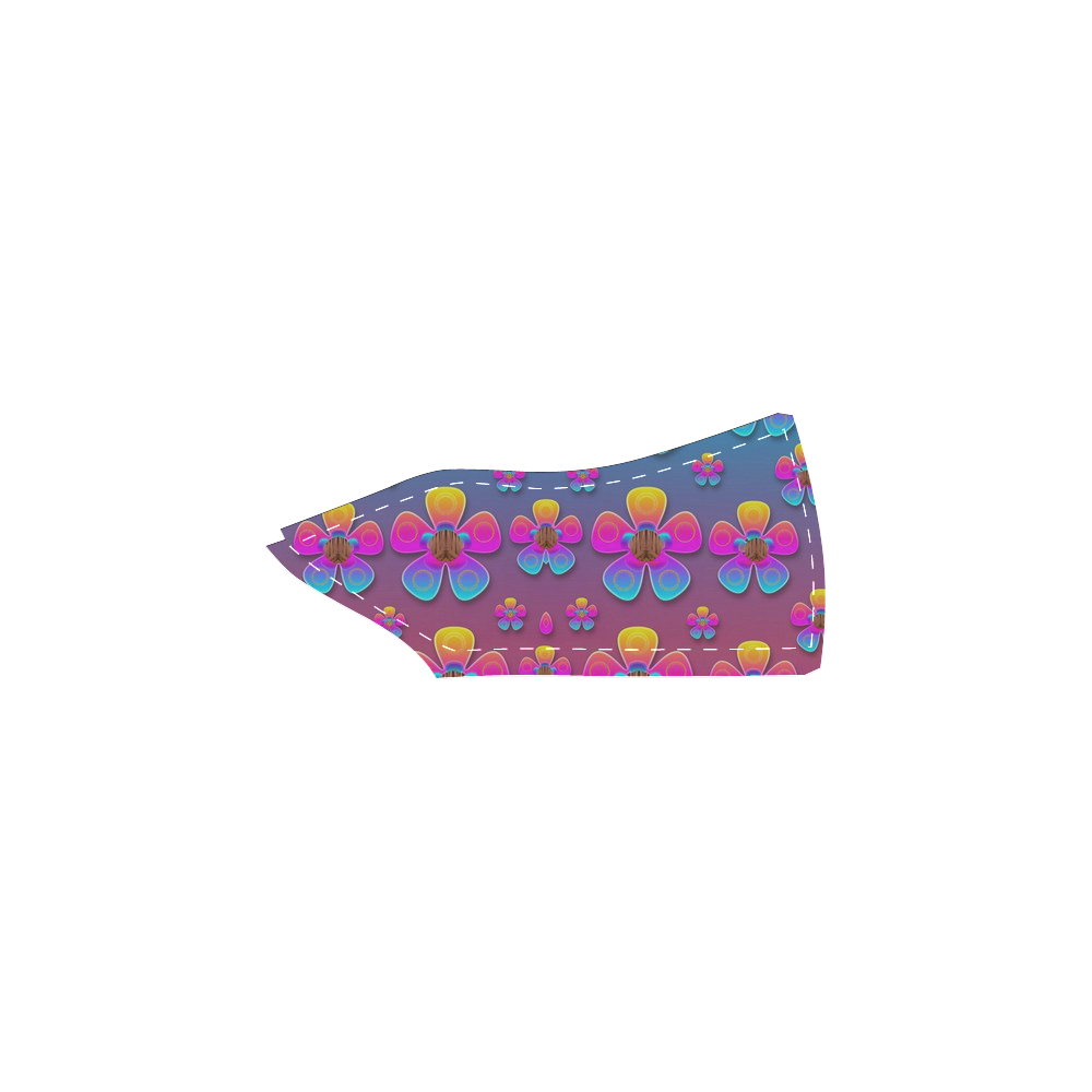 Freedom Peace Flowers Raining In Rainbows Women's Unusual Slip-on Canvas Shoes (Model 019)