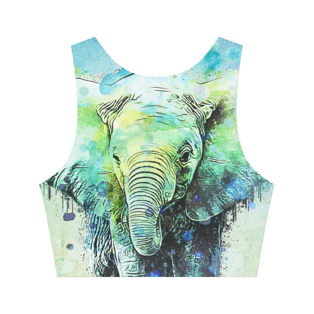 watercolor elephant Women's Crop Top (Model T42)