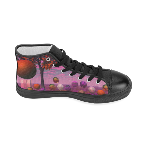 Bittersweet Opinion, Abstract Raspberry Maple Tree Women's Classic High Top Canvas Shoes (Model 017)