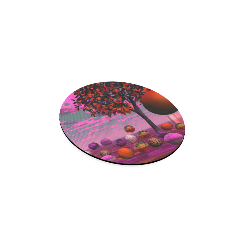 Bittersweet Opinion, Abstract Raspberry Maple Tree Round Coaster