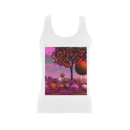 Bittersweet Opinion, Abstract Raspberry Maple Tree Women's Shoulder-Free Tank Top (Model T35)