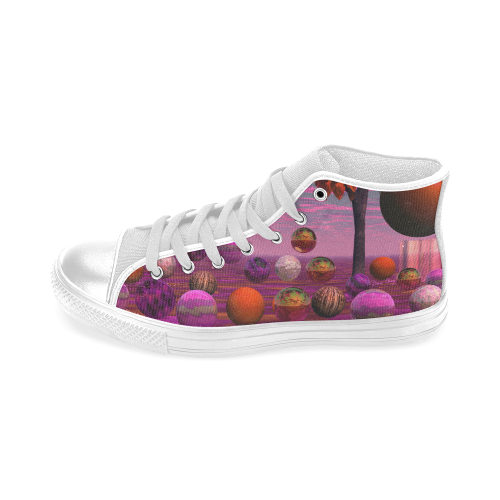 Bittersweet Opinion, Abstract Raspberry Maple Tree Men’s Classic High Top Canvas Shoes (Model 017)
