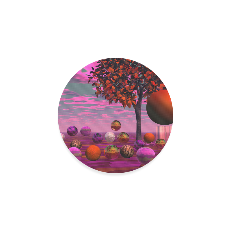 Bittersweet Opinion, Abstract Raspberry Maple Tree Round Coaster