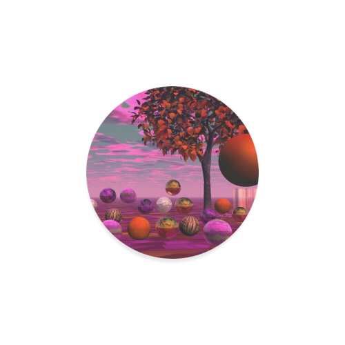 Bittersweet Opinion, Abstract Raspberry Maple Tree Round Coaster