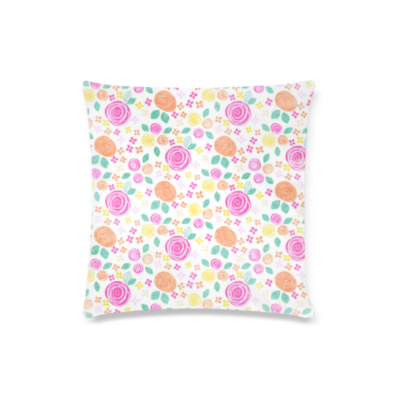 floral Custom Zippered Pillow Case 16"x16"(Twin Sides)