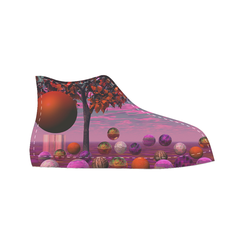 Bittersweet Opinion, Abstract Raspberry Maple Tree Women's Classic High Top Canvas Shoes (Model 017)