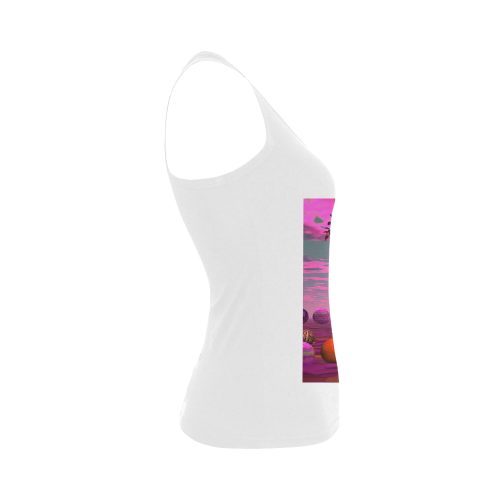 Bittersweet Opinion, Abstract Raspberry Maple Tree Women's Shoulder-Free Tank Top (Model T35)