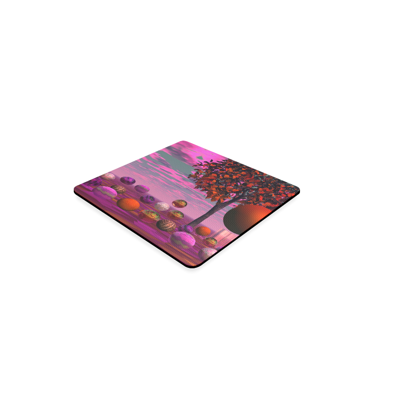 Bittersweet Opinion, Abstract Raspberry Maple Tree Square Coaster