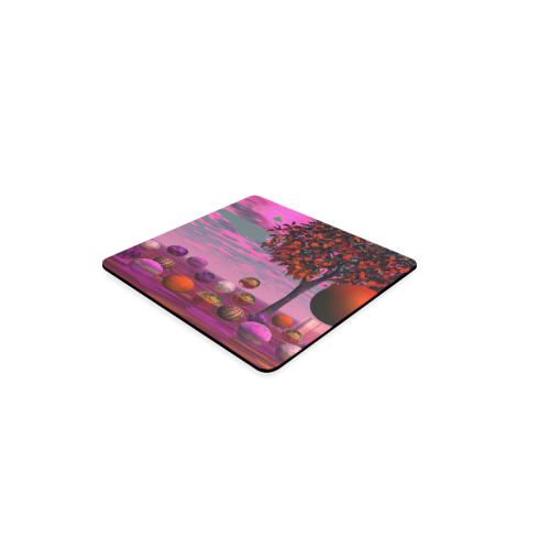 Bittersweet Opinion, Abstract Raspberry Maple Tree Square Coaster