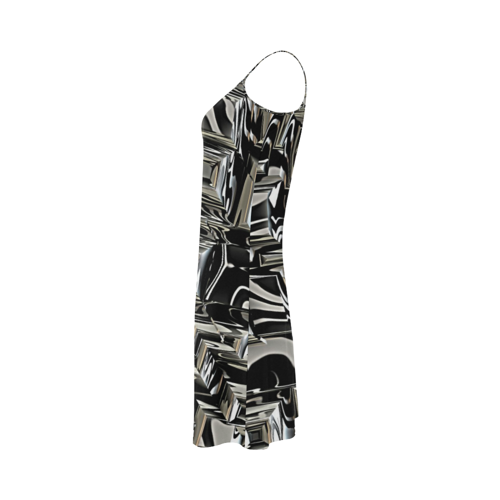 black and silver Metal art Alcestis Slip Dress (Model D05)