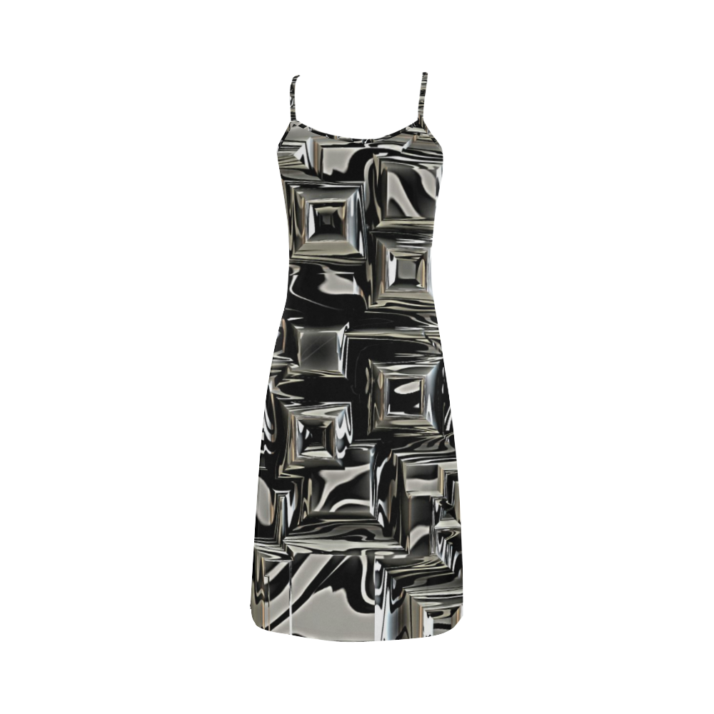 black and silver Metal art Alcestis Slip Dress (Model D05)
