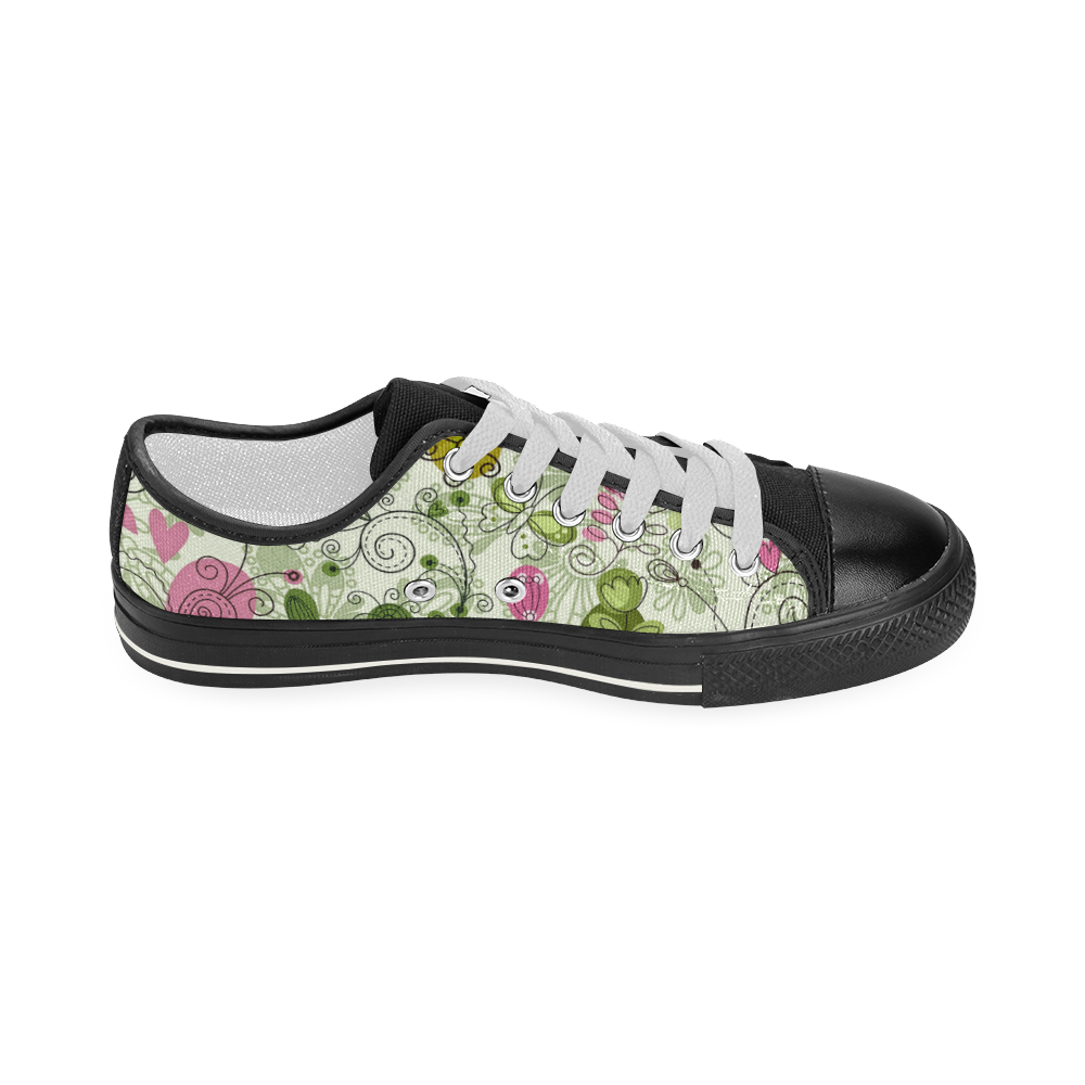 doodle flowers Women's Classic Canvas Shoes (Model 018)