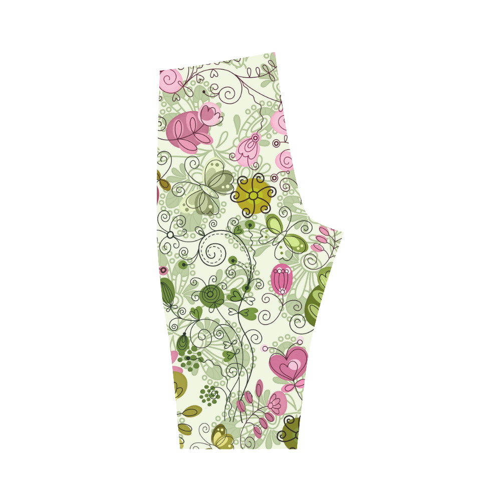 doodle flowers Hestia Cropped Leggings (Model L03)