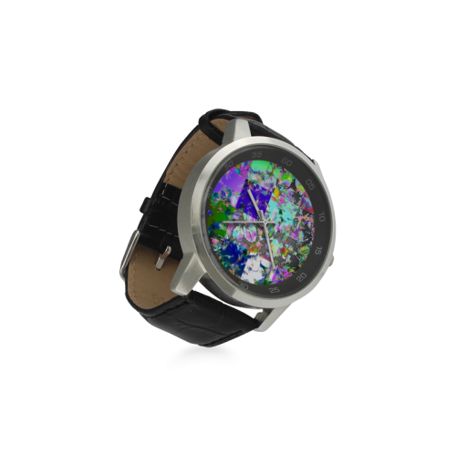 Foliage Patchwork #12 - Jera Nour Unisex Stainless Steel Leather Strap Watch(Model 202)
