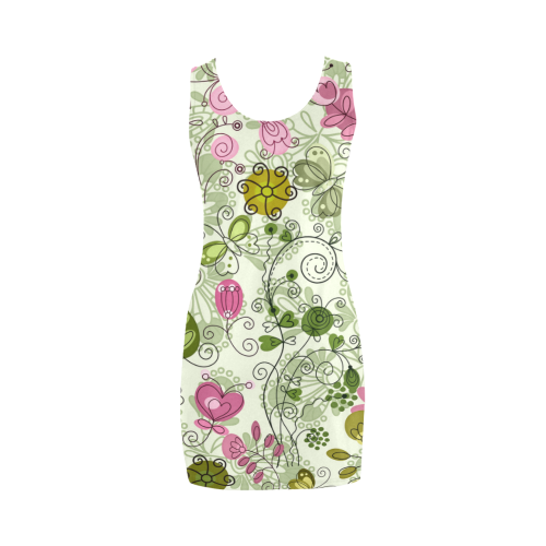 doodle flowers Medea Vest Dress (Model D06)