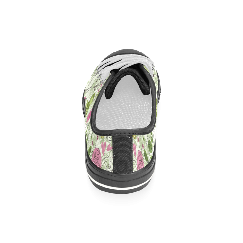 doodle flowers Women's Classic Canvas Shoes (Model 018)