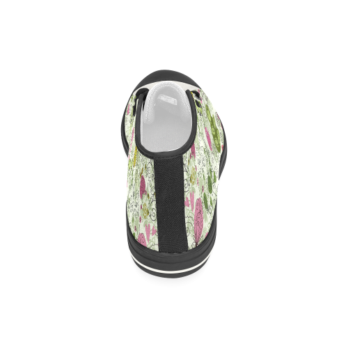 doodle flowers Women's Classic High Top Canvas Shoes (Model 017)