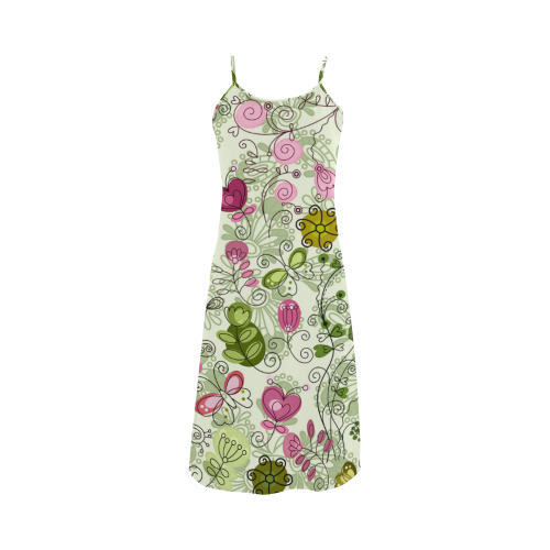 doodle flowers Alcestis Slip Dress (Model D05)
