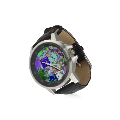 Foliage Patchwork #12 - Jera Nour Unisex Stainless Steel Leather Strap Watch(Model 202)