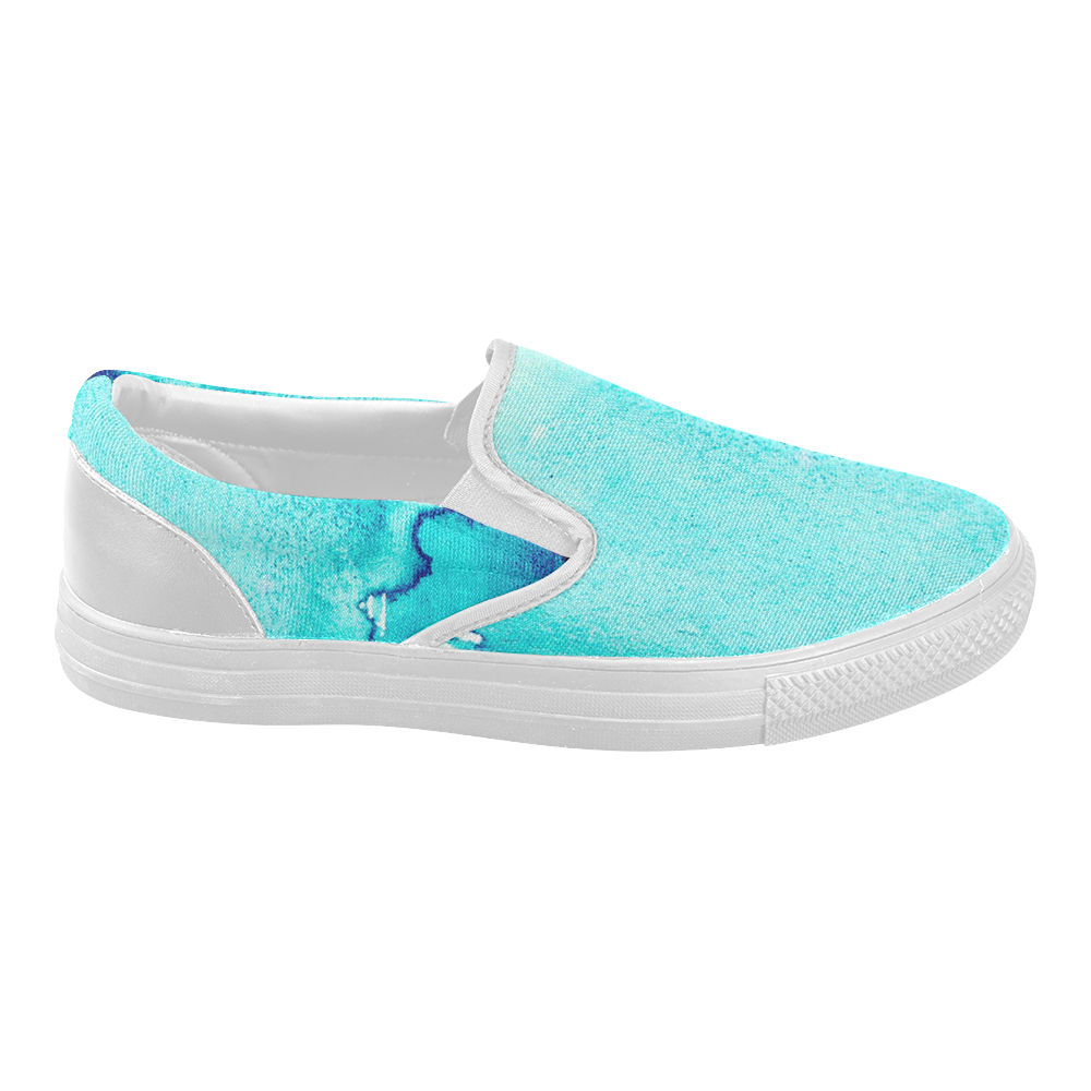 Tourqoise and Blue Women's Slip-on Canvas Shoes (Model 019)