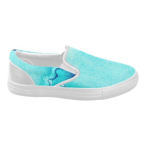Tourqoise and Blue Women's Slip-on Canvas Shoes (Model 019)